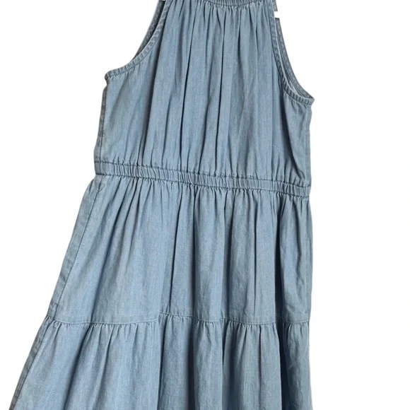Gap Kids Chambray Tiered High Neck Midi Dress Girls Size Small 6-7 Blue NWT - Picture 7 of 9